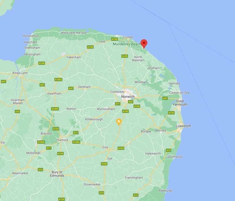 Mundesley Holiday Cottages Map of the coast
